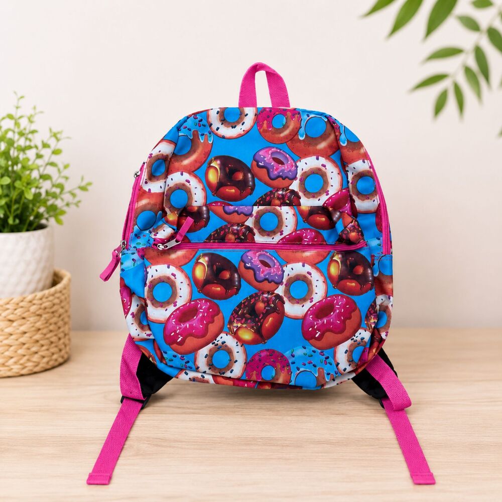 Global Degree Donut Doughnut Full Size Backpack Pink Blue School Bag Unused